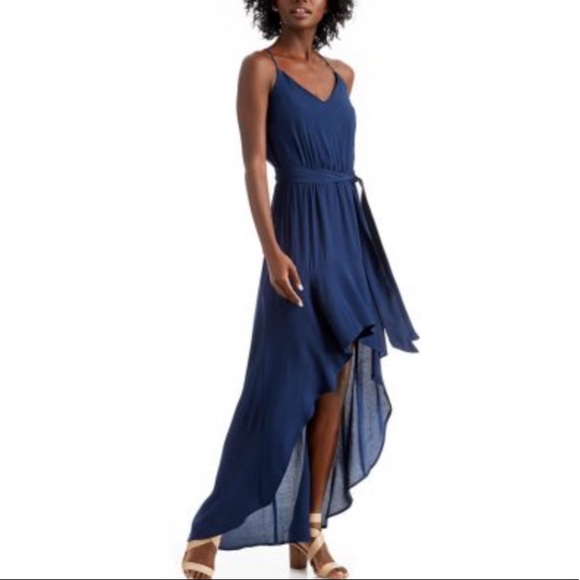 WAYF Hi-Low Tie Waist Midi Dress - Picture 2 of 8